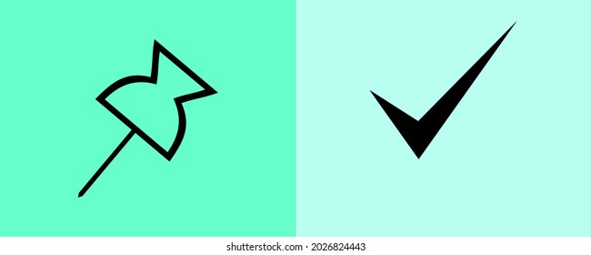 Gráfico vectorial de pinos y lista de verificación. Icono de pinos y lista de verificación