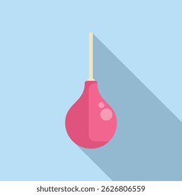 Vector graphic of a pink enema bulb with a shadow, in a modern flat design style