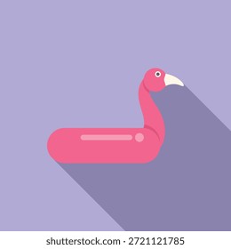 Vector graphic of a pink flamingo pool float on a purple background with a shadow