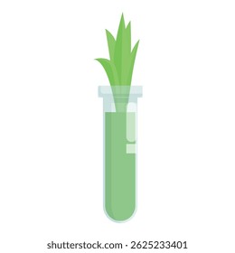 Vector graphic of a plant sprouting in a test tube, symbolizing biotechnology and growth