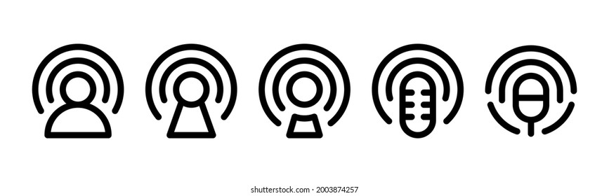 Vector graphic of podcast icon collection