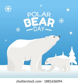 vector graphic of polar bear day good for polar bear day celebration. flat design. flyer design.flat illustration.