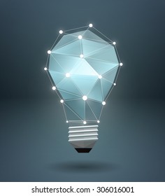 Vector graphic polygonal illustration of a lightbulb with shadow