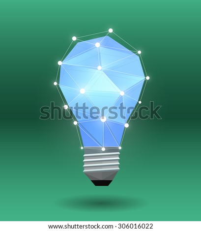 Vector graphic polygonal illustration of a lightbulb with shadow