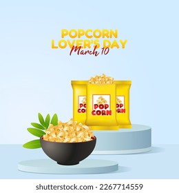 vector graphic of popcorn lover's day good for national popcorn lover's day celebration. flat design. flyer design.flat illustration.