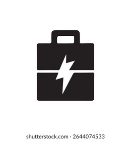 Vector graphic of a power box with lightning bolt.Simple, black and white vector graphic of a power box with a lightning bolt symbol inside.