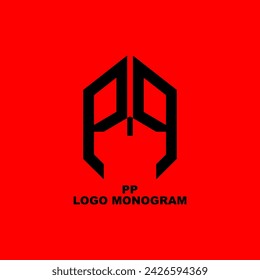 Vector graphic of the PP logo with the style of a knight's head-protecting iron helmet. This vector is perfect for company logos, identities, covers, banners, t-shirt designs, branding, sticker etc.