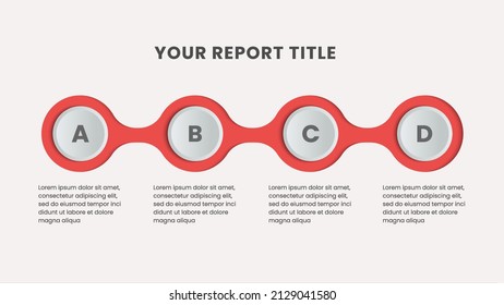 Vector graphic of presentation with button style and using red, grey and white color scheme. Perfect for presentation slide