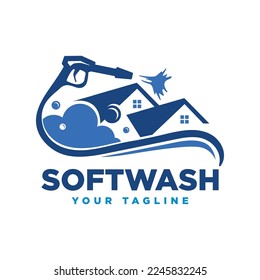 Vector graphic of pressure power wash, soft wash spray logo design template.