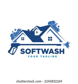 Vector graphic of pressure power wash, soft wash spray logo design template.