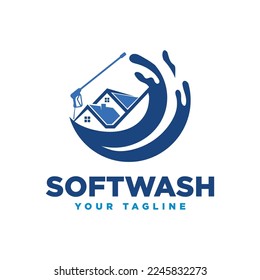 Vector graphic of pressure power wash, soft wash spray logo design template.