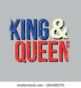 Gráfica vectorial para la impresión King Queen Color azul Blanco Rojo