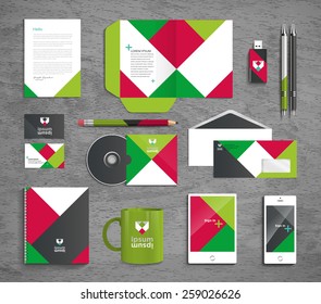 Vector graphic professional identity design for your company in vibrant colors with sample symbol