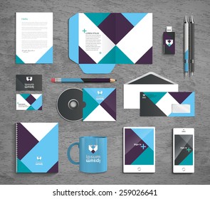 Vector graphic professional identity design for your company in vibrant colors with sample symbol