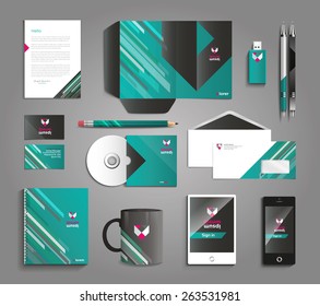 Vector graphic professional identity for your company, with useful elements in vibrant colors