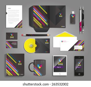 Vector graphic professional identity for your company, with useful elements in vibrant colors