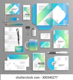Vector graphic professional identity for your company, in vibrant colors, with useful elements