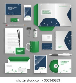 Vector graphic professional identity for your company, in vibrant colors, with useful elements