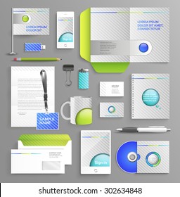 Vector graphic professional identity for your company, in vibrant colors, with useful elements