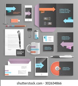 Vector graphic professional identity for your company, in vibrant colors, with useful elements