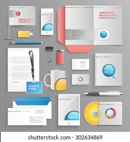 Vector graphic professional identity for your company, in vibrant colors, with useful elements