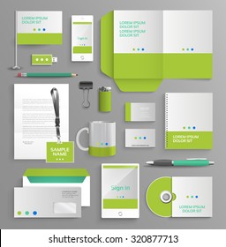 Vector graphic professional identity for your company, in vibrant colors, with useful elements