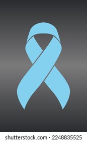 Vector graphic of prostate cancer ribbon on black gradient background. Light blue awareness ribbon for prostate cancer support symbol. vector eps10.
