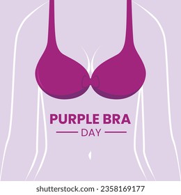 Vector graphic of Purple Bra Day observed each year on September 18, Breast cancer awareness vector. Beautiful violet bra