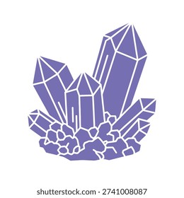 Vector graphic of purple crystal cluster on white background