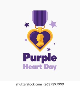vector graphic of Purple Heart Day, ideal for Purple Heart Day celebration.

