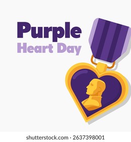 vector graphic of Purple Heart Day, ideal for Purple Heart Day celebration.
