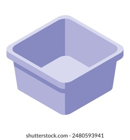 Vector graphic of a purple isometric plastic bin, ideal for organization themes