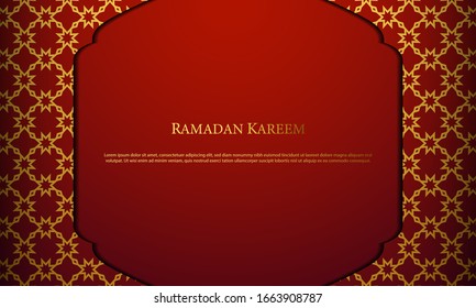 Gráfica vectorial de Ramadan Kareem con fondo del patrón oro. Apto para tarjetas de felicitación, papel pintado y otro fondo ramadán.