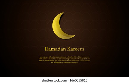 Vector graphic of Ramadan Kareem with Golden Moon and blue background. Fit for greeting card, wallpaper and other.