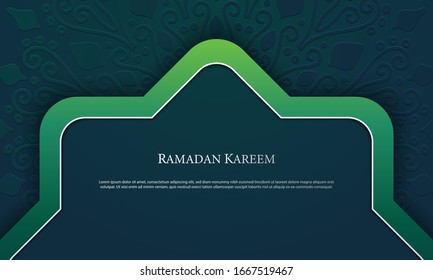 Vector graphic of Ramadan Kareem with Green Background. Fit for greeting card, wallpaper and other.