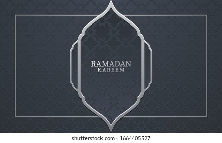 Vector graphic of Ramadan Kareem with Grey Pattern Background. Fit for greeting card, wallpaper and other ramadan background.