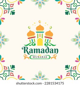 vector graphic of ramadan kareem islamic ornament frame illustration used as a greeting card template, flayer design, and poster.