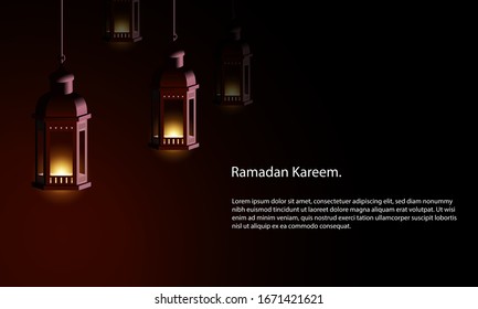 Vector graphic of Ramadan Kareem with Lantern. Fit for greeting card, wallpaper and other Ramadan background.