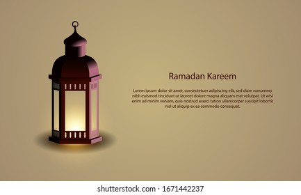 Vector graphic of Ramadan Kareem with Lantern. Fit for greeting card, wallpaper and other Ramadan background.