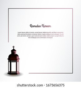 Vector graphic of Ramadan Kareem with Lantern and White Background. Fit for greeting card, wallpaper and other.