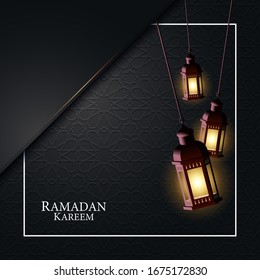 Vector graphic of Ramadan Kareem with Lantern and Islamic Ornament Pattern. Fit for greeting card, wallpaper and other.