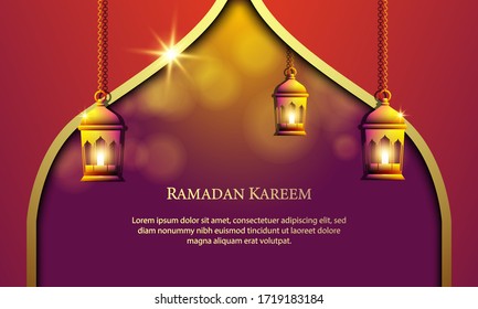 Vector graphic of Ramadan Kareem with Lantern. Fit for greeting card, wallpaper and other.