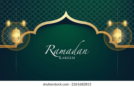 Vector graphic of Ramadan Kareem with Lantern and Islamic Ornament Pattern. Fit for greeting card, wallpaper and other.