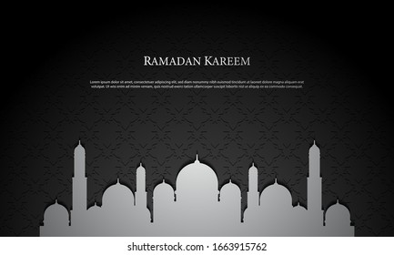 Gráfico vectorial de Ramadan Kareem con la Mezquita de Papel. Apto para tarjetas de felicitación, papel pintado y otro fondo ramadán.