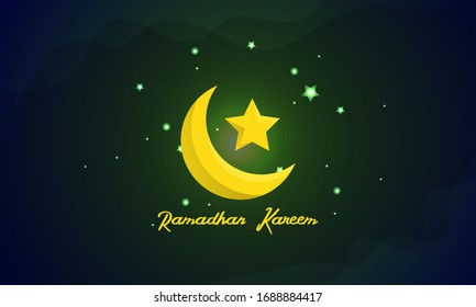 Gráfico vectorial Ramadan Kareem Fondo de luna brillante perfecto para papel de escritorio, textil, web, fondo, portada, etc.