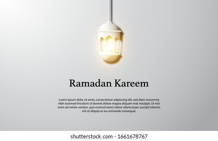 Vector graphic of Ramadan Kareem with White Lantern. Fit for greeting card, wallpaper and other.
