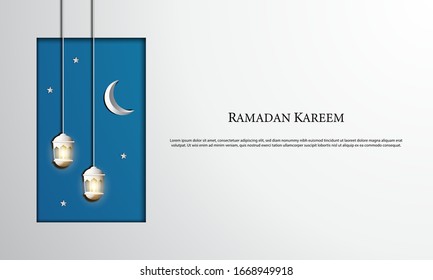 Gráfico vectorial de Ramadan Kareem con fondo blanco. Apto para tarjeta de felicitación, papel pintado y otros.
