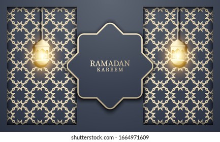 Vector graphic of Ramadan Kareem with Yellow Pattern Background. Fit for greeting card, wallpaper and other ramadan background.