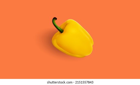 Vector graphic of realistic peppers illustration using yellow color scheme isolated on orange background. Suitable for making vegetable business or culinary promotion design
