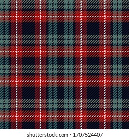 Vector graphic of red, blue, green and white gingham cloth background with fabric texture. Seamless fabric texture. Suits for Decorative Paper, Packaging and Gift Wrap. No gradient. No transparent.